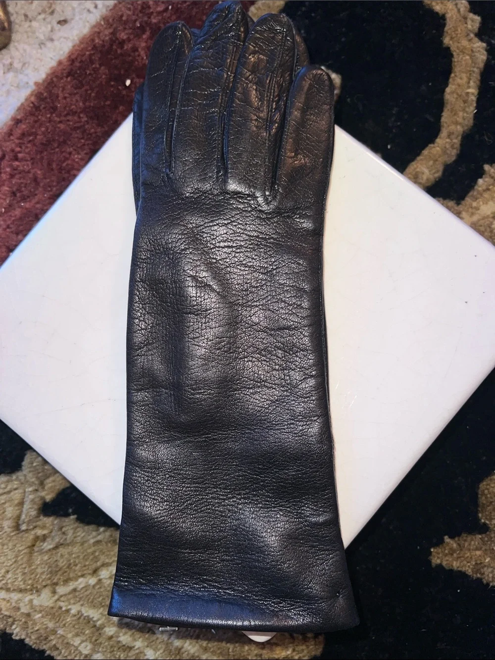 Women’s Long Black Leather Gloves NWT Made in Italy